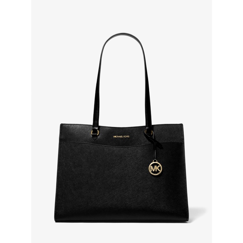 Michael Kors Jet Set Travel Tote black saffiano leather gold hardware