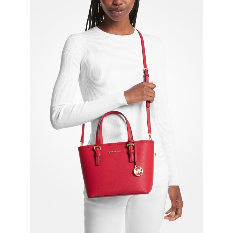 Michael Kors red MK logo satchel handbag gold hardware 2025