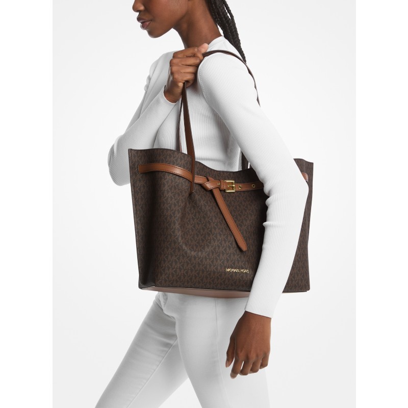 Michael Kors signature logo tote bag brown coated canvas 2024