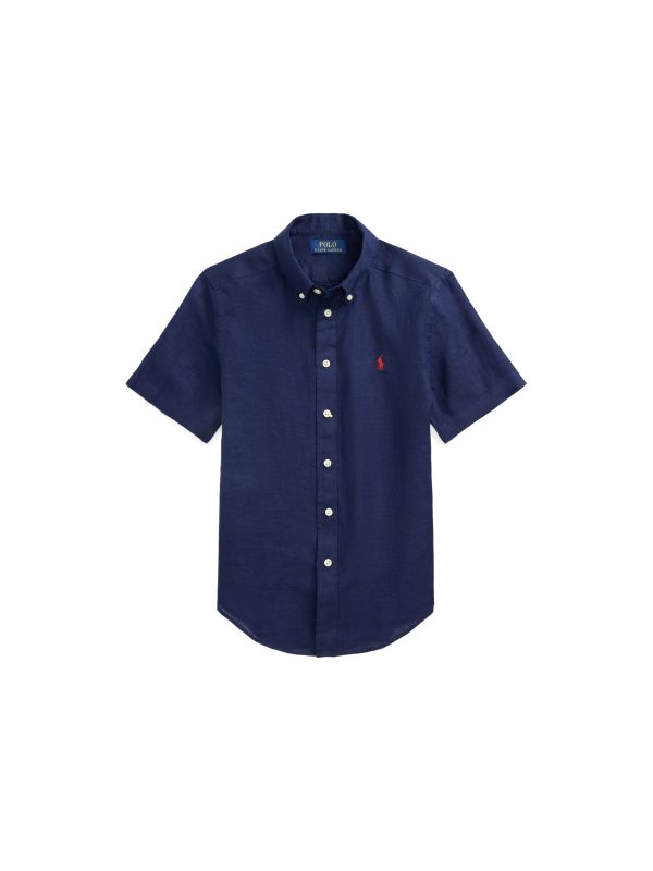 Polo Ralph Lauren Linen Short-Sleeve Shirt in Newport Navy