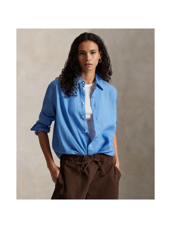 Polo Ralph Lauren Oversize Fit Linen Shirt in Blue