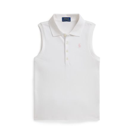 Polo Ralph Lauren Stretch Mesh Sleeveless Polo Shirt in White