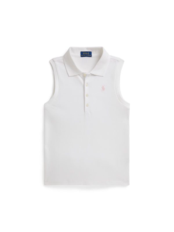 Polo Ralph Lauren Stretch Mesh Sleeveless Polo Shirt in White