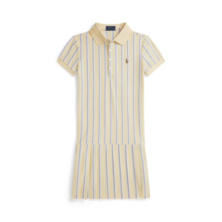 Polo Ralph Lauren Striped Oxford Mesh Polo Dress in Wicket Yellow Multi