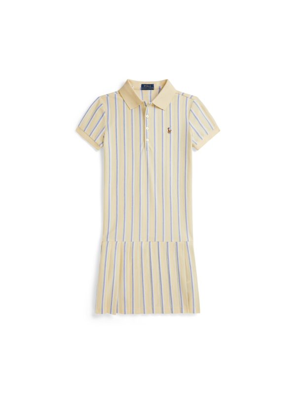 Polo Ralph Lauren Striped Oxford Mesh Polo Dress in Wicket Yellow Multi