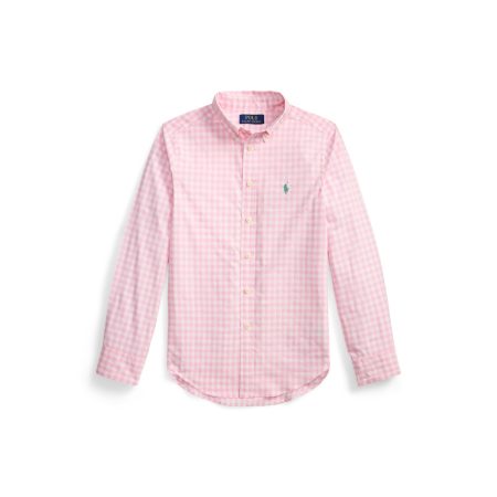 Polo Ralph Lauren Gingham Cotton Poplin Shirt in Carmel Pink/White
