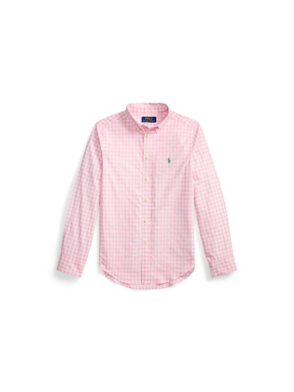 Polo Ralph Lauren Gingham Cotton Poplin Shirt in Carmel Pink/White