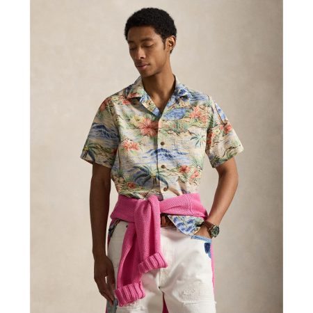 Polo Ralph Lauren Classic Fit Seersucker Camp Shirt in Harbor Cove Palms