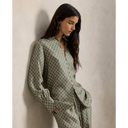 Polo Ralph Lauren Floral-Print Silk Shirt in Green Multi