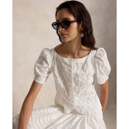 Polo Ralph Lauren Cotton Eyelet Shirt in White