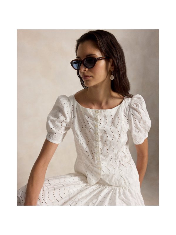 Polo Ralph Lauren Cotton Eyelet Shirt in White