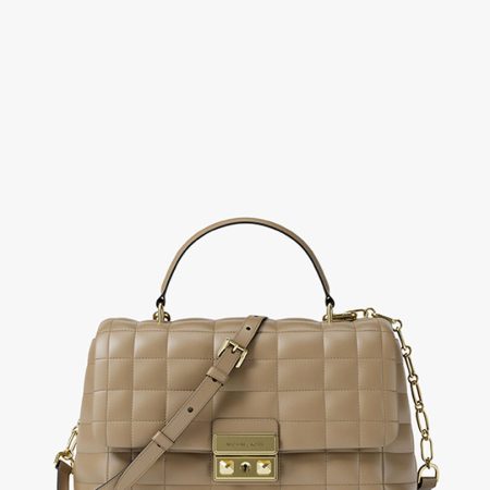 Michael Kors Tribeca Medium Quilted Leather Satchel in Husk