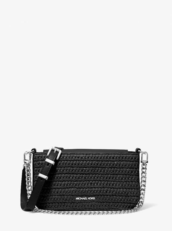 Michael Kors Bryant Small Crocheted Convertible Crossbody Pochette Black - Preorder