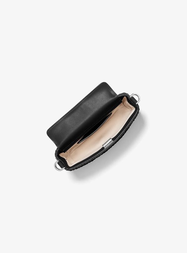 Michael Kors Bryant Small Crocheted Convertible Crossbody Pochette Black - Preorder