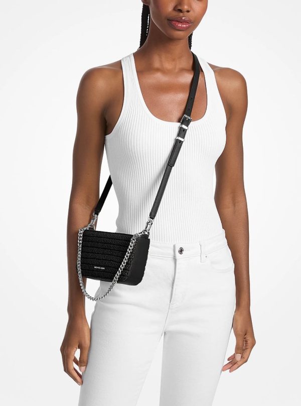 Michael Kors Bryant Small Crocheted Convertible Crossbody Pochette Black - Preorder