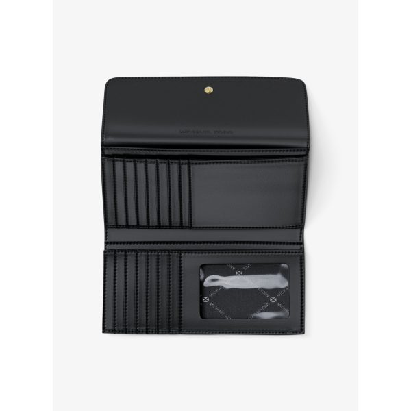 Michael Kors Jet Set Large Black Signature Logo Tri-Fold Wallet interior view