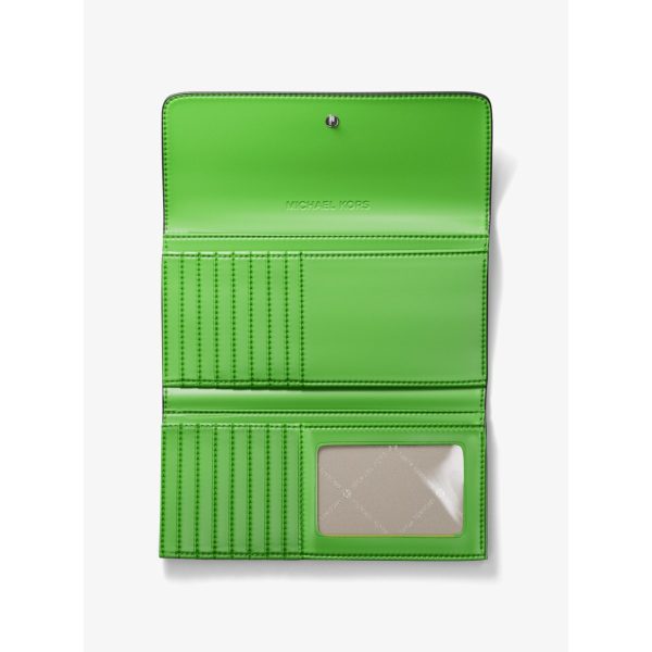 Michael Kors Jet Set Large Lime Signature Logo Tri-Fold Wallet interior view