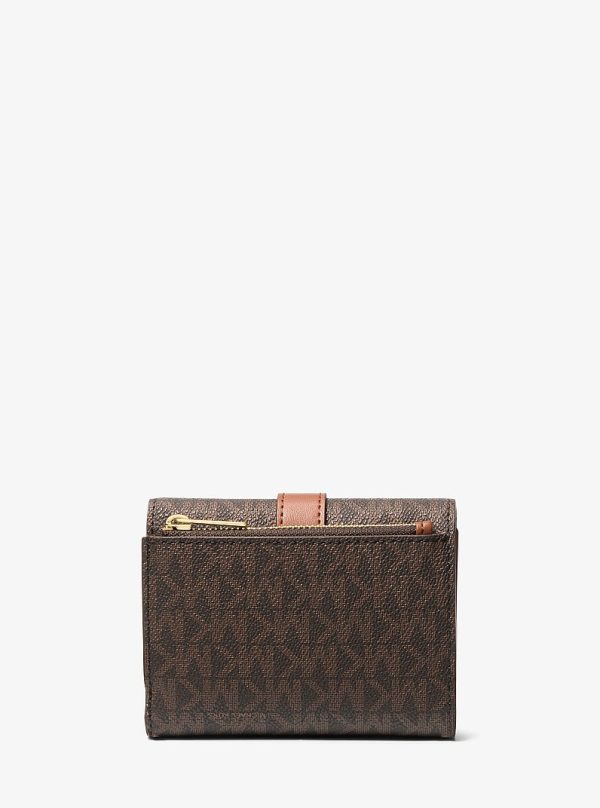 Michael Kors Greenwich Medium Signature Logo Trifold Wallet Brown interior