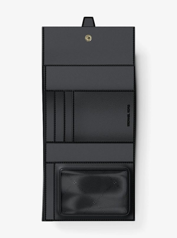 Michael Kors Greenwich Medium Saffiano Leather Trifold Wallet Black back