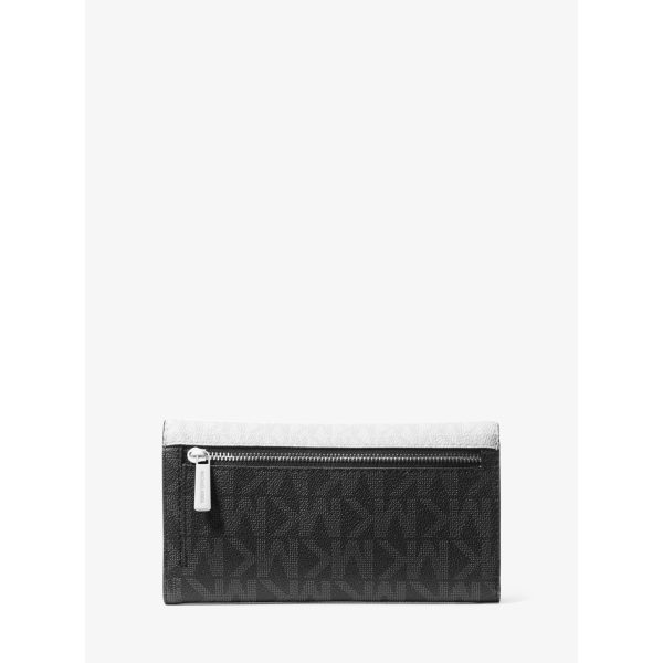 Michael Kors Jet Set Travel Optic White Multi Signature Logo Tri-Fold Wallet back view