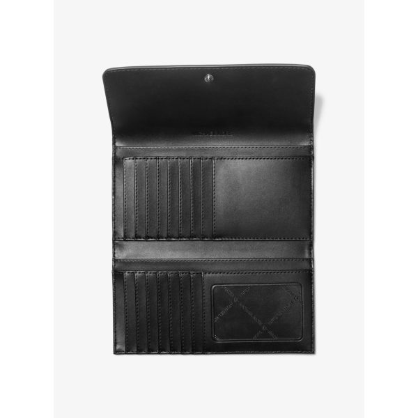 Michael Kors Jet Set Travel Optic White Multi Signature Logo Tri-Fold Wallet interior view