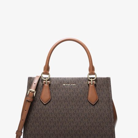 Michael Kors Marilyn Medium Signature Logo Convertible Satchel Brown - Preorder