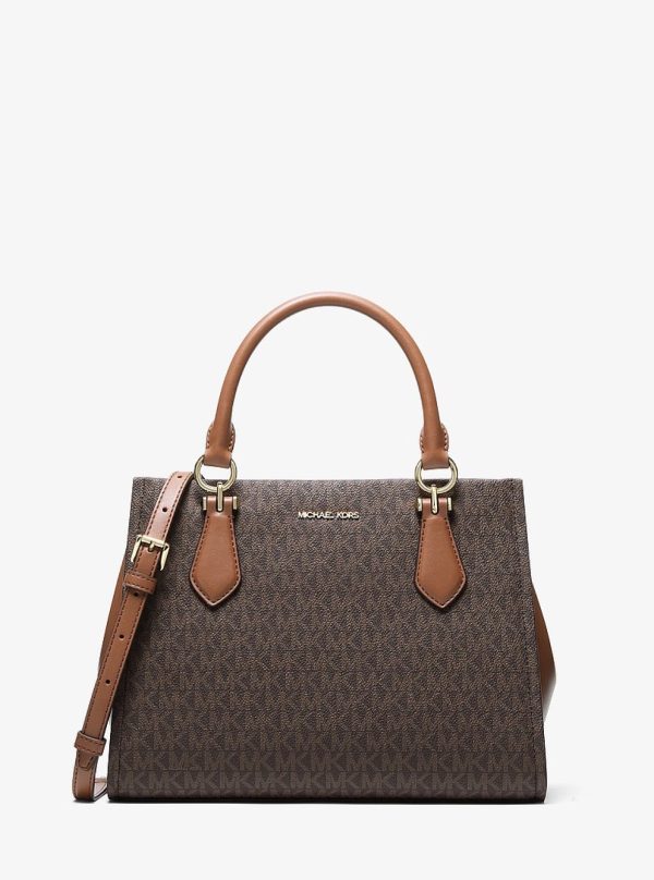 Michael Kors Marilyn Medium Signature Logo Convertible Satchel Brown - Preorder