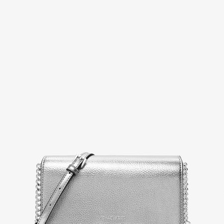 Michael Kors Jet Set Medium Metallic Crossbody Bag Silver - Preorder