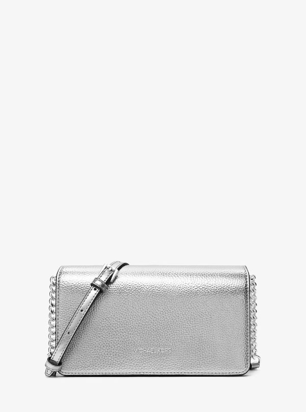 Michael Kors Jet Set Medium Metallic Crossbody Bag Silver - Preorder