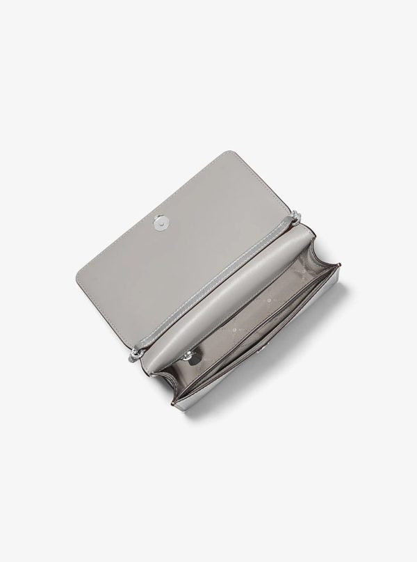 Michael Kors Jet Set Medium Metallic Crossbody Bag Silver - Preorder
