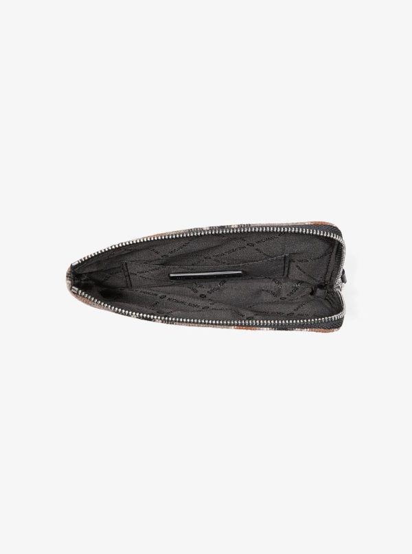 Michael Kors Jet Set Travel Plaid Print Wool Wristlet Black - Preorder