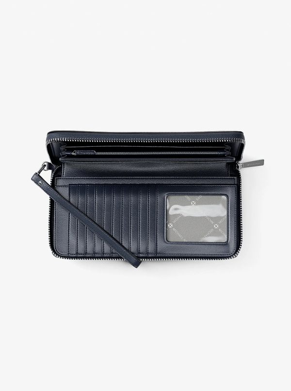 Michael Kors Large Pebbled Leather Continental Wallet in Navy