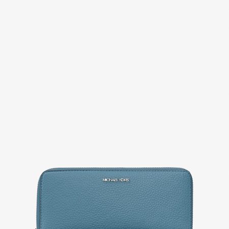 Michael Kors Large Pebbled Leather Continental Wallet in Denim