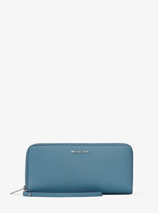 Michael Kors Large Pebbled Leather Continental Wallet in Denim