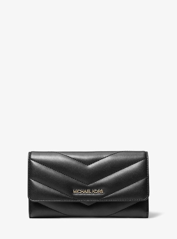 Michael Kors Jet Set Travel Large Quilted Tri-Fold Wallet Black - Preorder