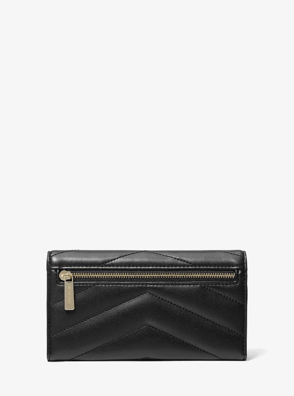 Michael Kors Jet Set Travel Large Quilted Tri-Fold Wallet Black - Preorder