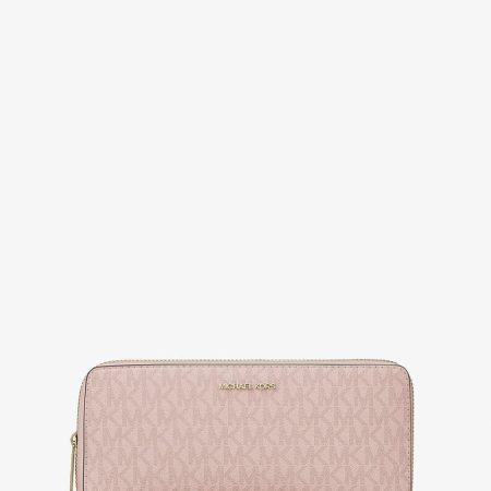Michael Kors Jet Set Travel Large Signature Logo Continental Wristlet Powder Blush - Preorder