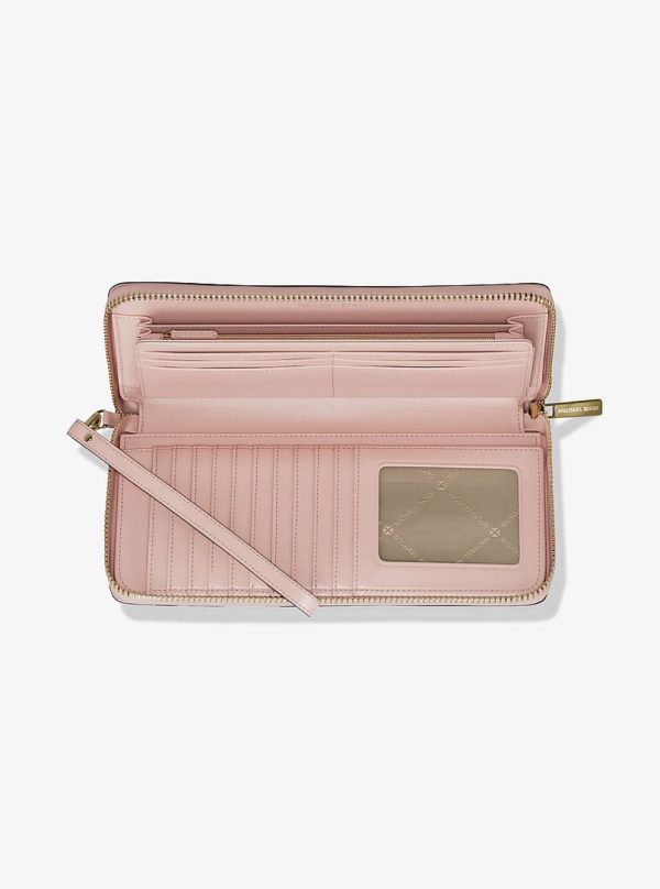 Michael Kors Jet Set Travel Large Signature Logo Continental Wristlet Powder Blush - Preorder
