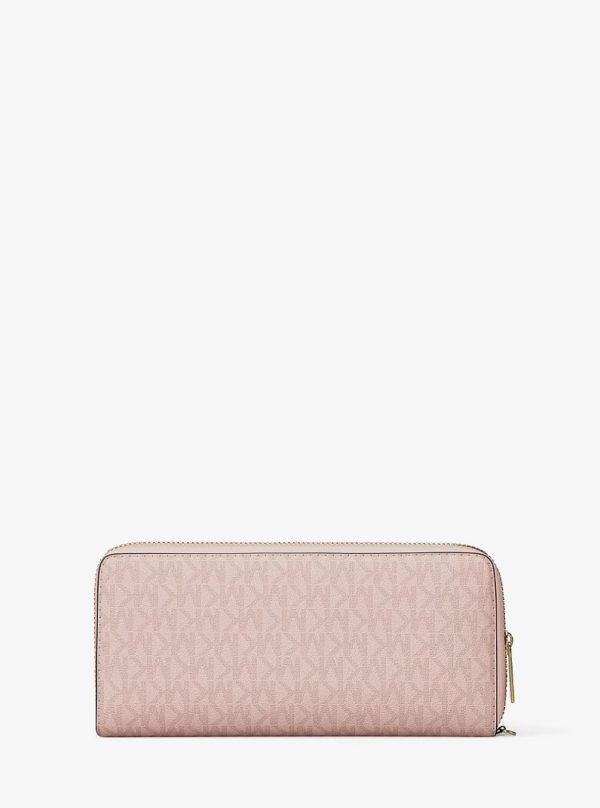 Michael Kors Jet Set Travel Large Signature Logo Continental Wristlet Powder Blush - Preorder
