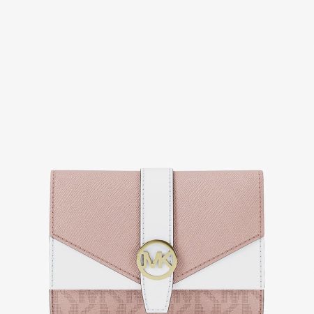 Michael Kors Greenwich Medium Signature Logo Trifold Wallet Pwd Blsh Mlt - Preorder