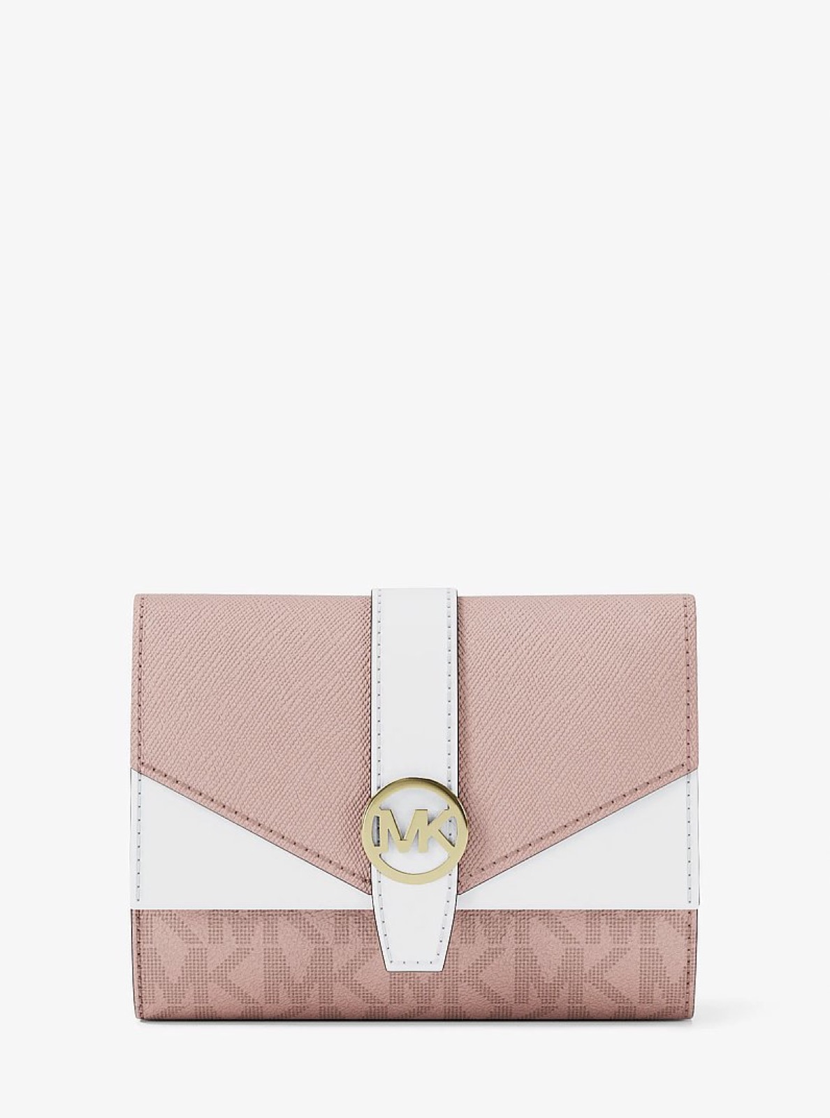 Michael Kors Greenwich Medium Signature Logo Trifold Wallet Pwd Blsh Mlt - Preorder