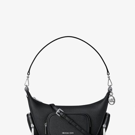 Michael Kors Merritt Small Pebbled Leather Convertible Crossbody Bag Black - Preorder