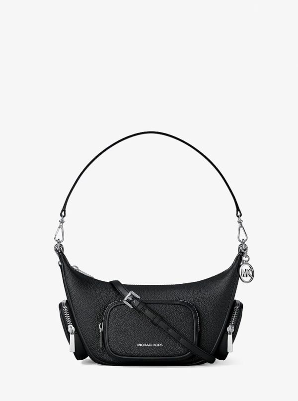 Michael Kors Merritt Small Pebbled Leather Convertible Crossbody Bag Black - Preorder
