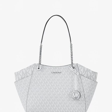 Michael Kors Jet Set Large Signature Logo Shoulder Bag Optic White - Preorder