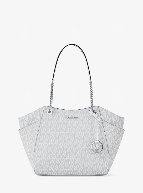Michael Kors Jet Set Large Signature Logo Shoulder Bag Optic White - Preorder
