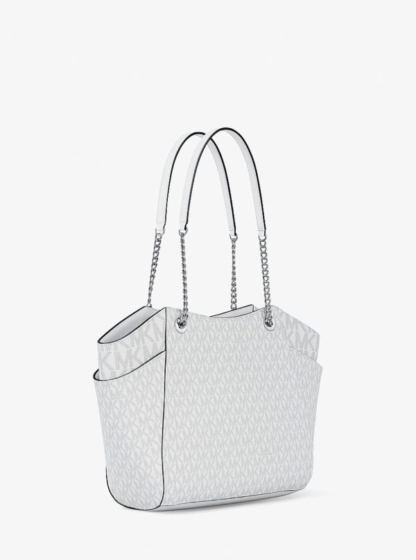 Michael Kors Jet Set Large Signature Logo Shoulder Bag Optic White - Preorder