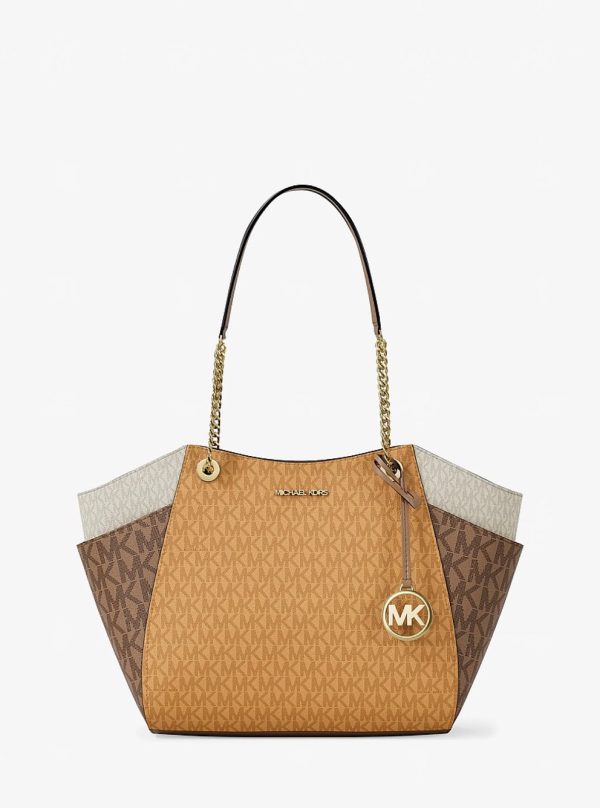 Michael Kors Jet Set Large Color-Block Signature Logo Tote Bag Honeywheat Multi - Preorder