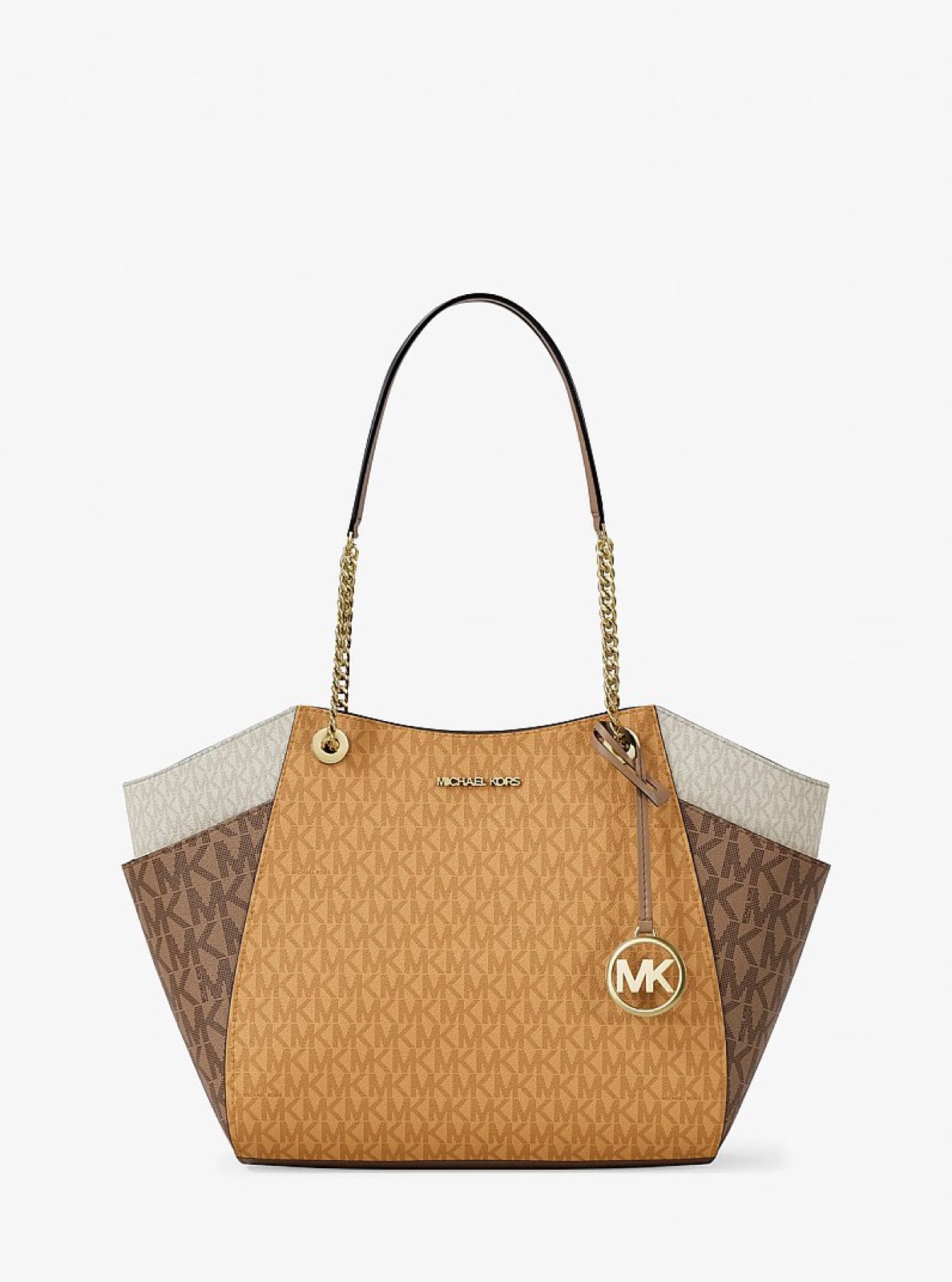 Michael Kors Jet Set Large Color-Block Signature Logo Tote Bag Honeywheat Multi - Preorder