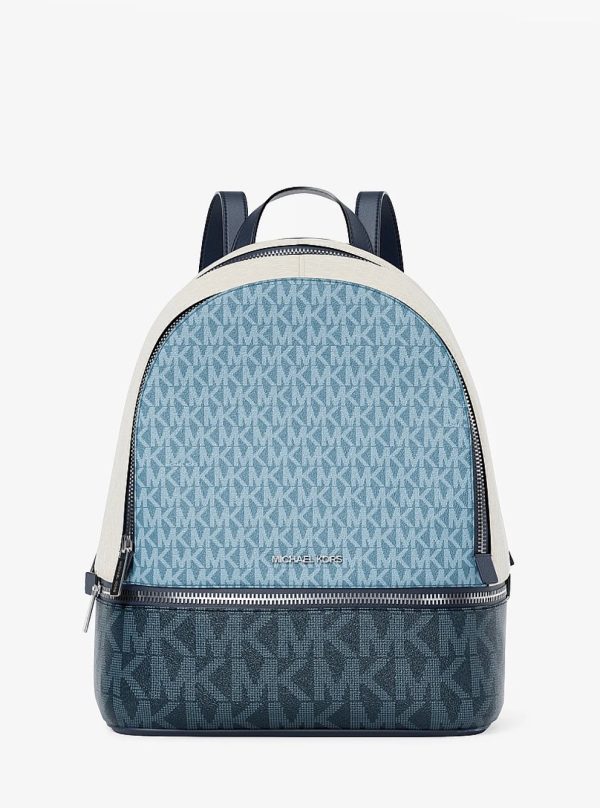 Michael Kors Rhea Medium Color-Block Signature Logo Backpack Denim Multi - Preorder
