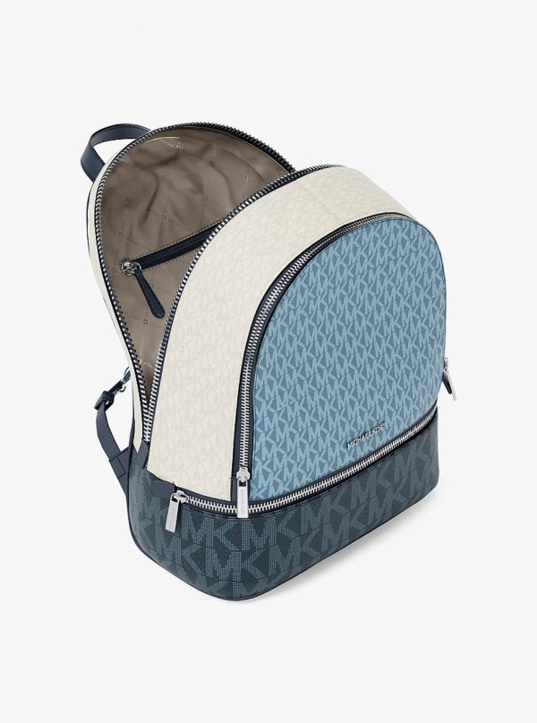 Michael Kors Rhea Medium Color-Block Signature Logo Backpack Denim Multi - Preorder